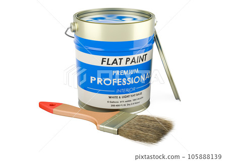 Blue paint can and brush, 3D rendering Blue paint can and brush, 3D rendering 105888139