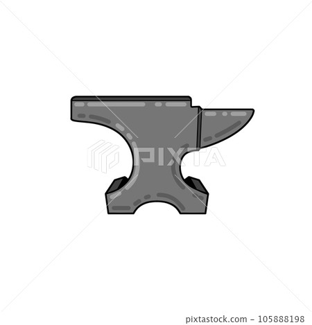 Blacksmith anvil. Symbol of work in forge. Forging and manufacturing of steel. Flat cartoon illustration isolated on white background Blacksmith anvil. Symbol of work in forge. Forging and manufacturing of steel. Flat cartoon illustration isolated on white background 105888198