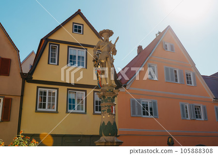 Old national German town house in Bietigheim-Bissingen, Baden-Wuerttemberg, Germany, Europe. Old Town is full of colorful and well preserved buildings. Old national German town house in Bietigheim-Bissingen, Baden-Wuerttemberg, Germany, Europe. Old Town is full of colorful and well preserved buildings. 105888308