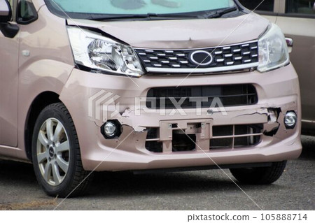 Accident car A car with a broken front part Accident car A car with a broken front part 105888714