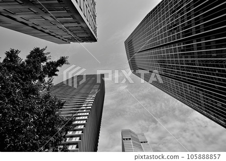 Tokyo Scenery of skyscrapers such as Toranomon Hills Mori Tower, a redevelopment complex in Tokyo Monochrome Tokyo Scenery of skyscrapers such as Toranomon Hills Mori Tower, a redevelopment complex in Tokyo Monochrome 105888857