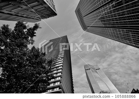 Tokyo Scenery of skyscrapers such as Toranomon Hills Mori Tower, a redevelopment complex in Tokyo Monochrome Tokyo Scenery of skyscrapers such as Toranomon Hills Mori Tower, a redevelopment complex in Tokyo Monochrome 105888866