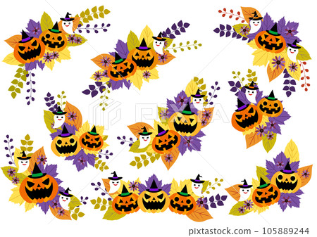 Normal version of Halloween and fallen leaves material collection, purple 105889244