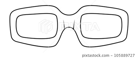 Sporty Rectangle frame glasses fashion accessory illustration. Sunglass front view for Men, women, unisex silhouette  105889727