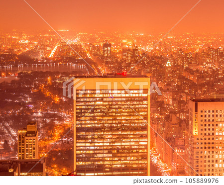 View of New York Manhattan during sunset hours 105889976