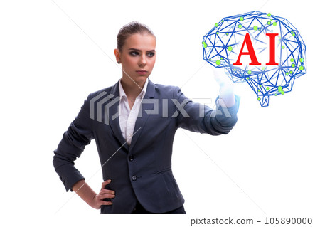 Artificial intelligent concept with businesswoman 105890000