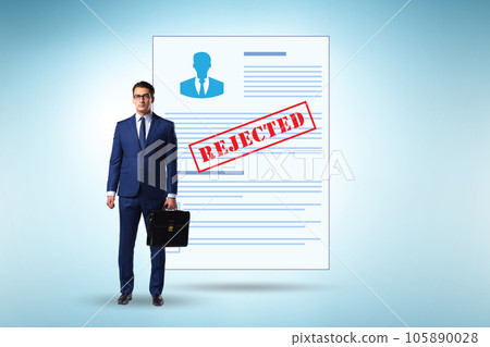 Man receiving rejection notice on his cv Man receiving rejection notice on his cv 105890028
