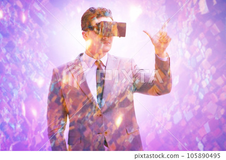 Metaverse concept with man and virtual reality glasses 105890495