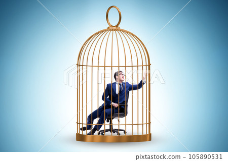 Businessman caught in the cage Businessman caught in the cage 105890531