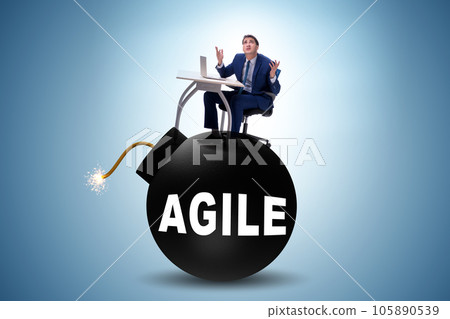 Agile concept with exploding bomb Agile concept with exploding bomb 105890539