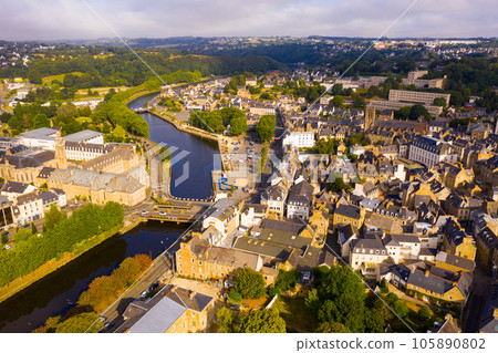 Top view of the city of Lannion. France 105890802