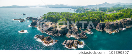 Aerial photography "Iwate Prefecture" Superb view of Cape Goishi seen from the sky with a drone Aerial photography "Iwate Prefecture" Superb view of Cape Goishi seen from the sky with a drone 105890807