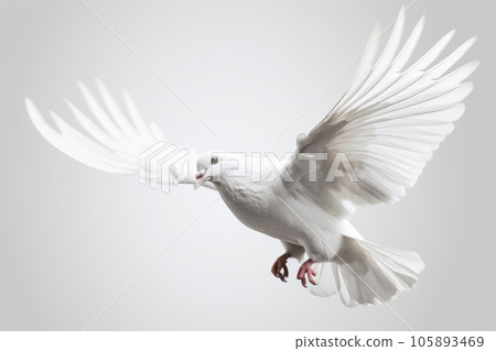 Capture the essence of wildlife as a majestic white bird flies through the air, showcasing the beauty of nature in motion. AI Generative. 105893469