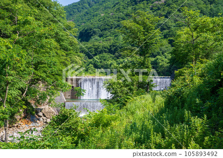 Yubiso River Sabo Dam Midsummer Scenery Minakami Town Yubiso River Sabo Dam Midsummer Scenery Minakami Town 105893492