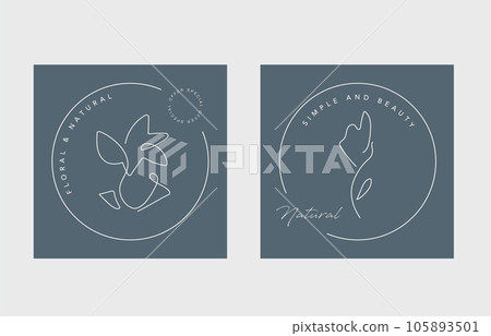 Circular frame with delicate line hand-drawn flower motif Circular frame with delicate line hand-drawn flower motif 105893501