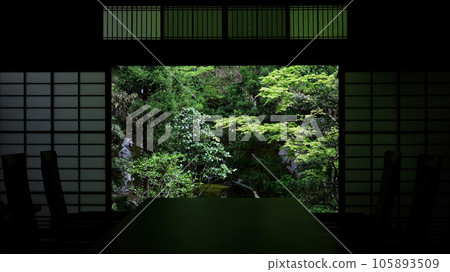 Fresh greenery from the Japanese-style room at Nanzenji Temple in Kyoto Fresh greenery from the Japanese-style room at Nanzenji Temple in Kyoto 105893509