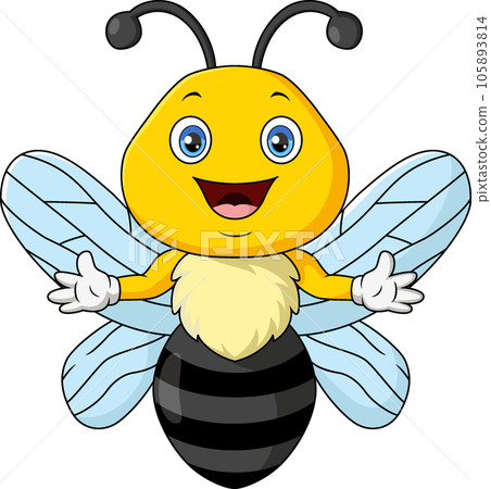 Cute bee cartoon on white background 105893814