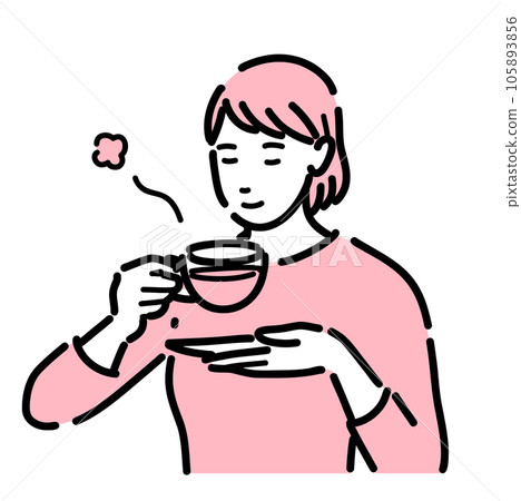 喝杯茶放鬆的女人 105893856