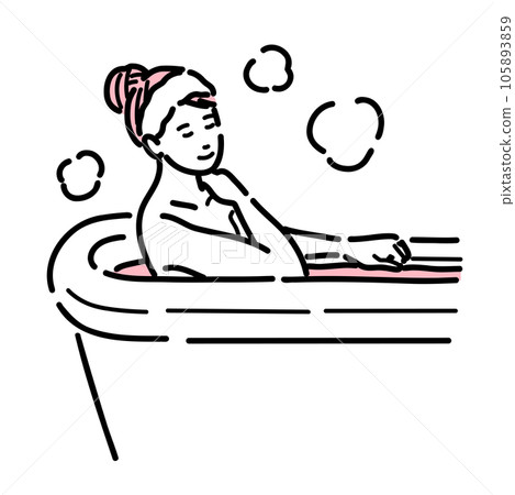 A woman soaking in lukewarm water A woman soaking in lukewarm water 105893859