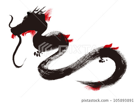 New Year's card design 2024 Year of the Dragon New Year's card pictogram hand-drawn Japanese style illustration New Year's card design 2024 Year of the Dragon New Year's card pictogram hand-drawn Japanese style illustration 105893891