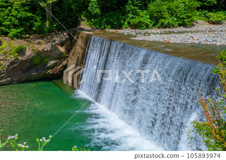 Yubiso River Sabo Dam Midsummer Scenery Minakami Town Yubiso River Sabo Dam Midsummer Scenery Minakami Town 105893974