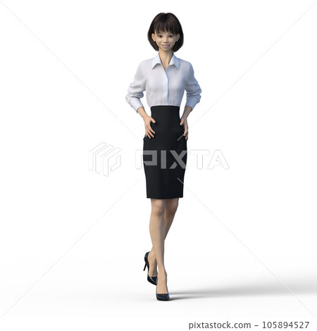 Pose business woman uniform perming 3DCG illustration material 105894527