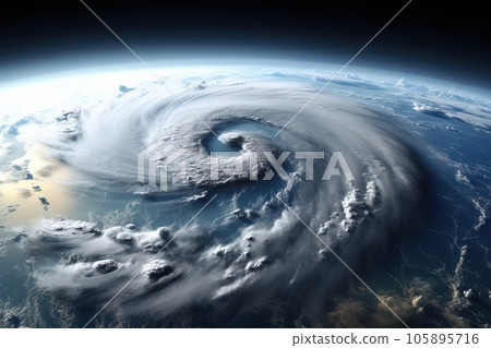 Satellite view of the formation and movement of a huge cyclone above the Earth's surface. 105895716
