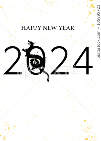 Dragon year 2024 New Year's card, dragon (dragon, dragon, dragon) silhouette, New Year's card material Dragon year 2024 New Year's card, dragon (dragon, dragon, dragon) silhouette, New Year's card material 105895723