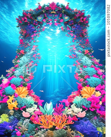 undersea covered with coral 105897082