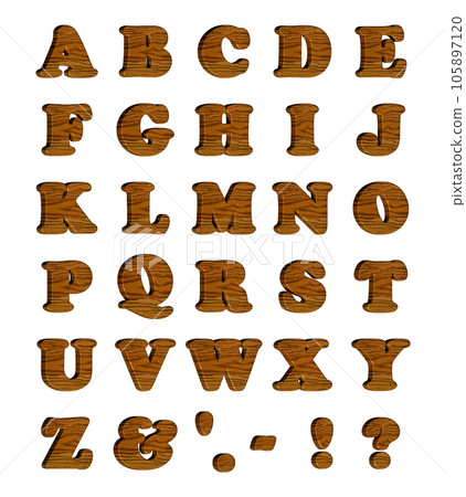 3D Font Pack 4 [Alphabet/cap/three-dimensional letters/alphabet] wood grain, wooden 105897120