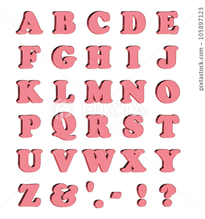 3D字體包4款【字母/大寫/立體字母/英文字母】紅色、紅色 105897123