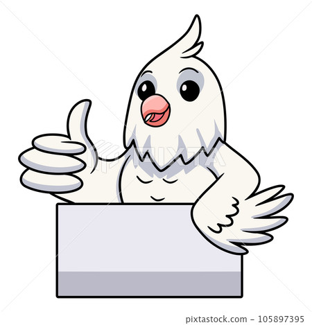 Cute albino cockatiel bird cartoon giving thumb up Cute albino cockatiel bird cartoon giving thumb up 105897395