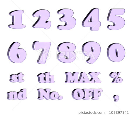 3D Font Pack 4 [Number/three-dimensional letters/numbers] Purple, Purple 105897541