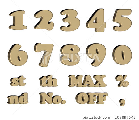 3D Font Pack 4 [Number/three-dimensional letters/numbers] gold, gold 105897545