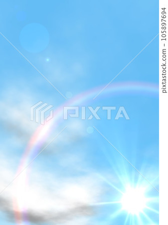 太陽天藍天光環彩虹環背景壁紙（豎排尺寸） 105897694