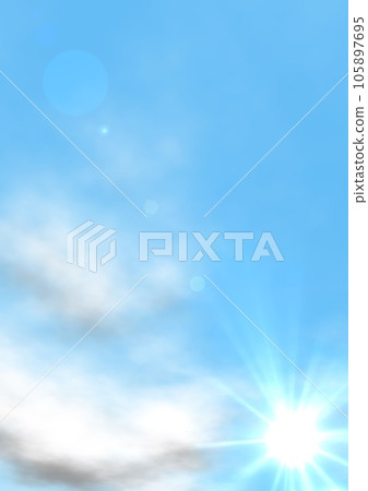 天藍色的天空陽光背景壁紙（豎排尺寸） 105897695