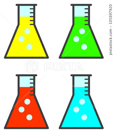 Illustration of a glass flask used for chemical and liquid experiments 105897920