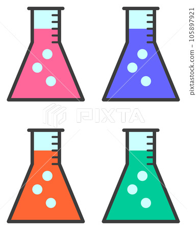 用於化學和液體實驗的玻璃燒瓶的插圖 105897921