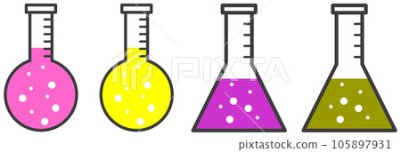 用於化學和液體實驗的玻璃燒瓶的插圖 105897931