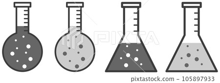 用於化學和液體實驗的玻璃燒瓶的插圖 105897933
