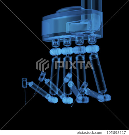 X-ray robotic assisted surgery isolated on black 105898217