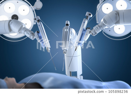 Robotic assisted surgery with mock up model in operating room Robotic assisted surgery with mock up model in operating room 105898236