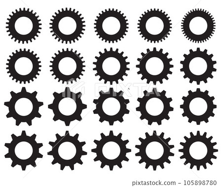 Black silhouettes of different gears on a white background 105898780