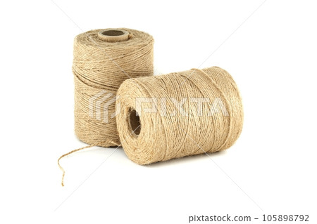 Pair of twine spools isolated on white background Pair of twine spools isolated on white background 105898792