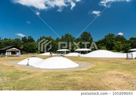 新潟縣長岡市的越後久陵公園,在毛茸茸的圓頂上跳躍,夏天的藍天 新潟縣長岡市的越後久陵公園,在毛茸茸的圓頂上跳躍,夏天的藍天 105899093