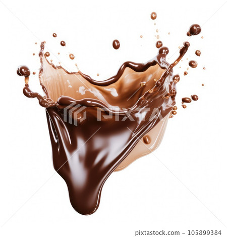 Chocolate splash isolated on white background. Chocolate splash isolated on white background. 105899384