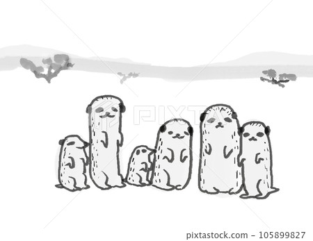 站在大草原上的貓鼬家族 105899827