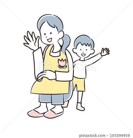 Illustration material of a kindergarten teacher and a boy kindergartener Illustration material of a kindergarten teacher and a boy kindergartener 105899959
