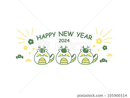 2024年龍年新年賀卡插畫 105900314