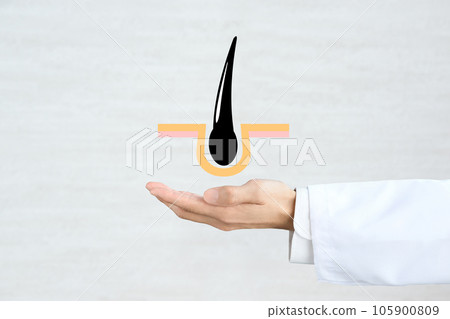 頭髮插畫和醫生的手 105900809